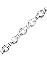Sterling Silver Antiqued Fancy Link Bracelet - 7.5 Inch