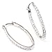FC JORY White Gold Plated Clear Crystal Paved Oval Hoop Pierced Dangle Earrings