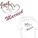 2 Just Married T Shirts for Bride/ Groom Great Bridal Shower Gift Honeymoon Clothing, Wedding T shir
