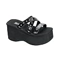 DEMONIA by Pleaser USA FUNN 19 Womens Shoes Flip Flops Platforms Sandals Black Metal Studs
