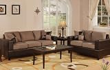 Bobkona Seattle Microfiber Sofa and Loveseat 2-Piece Set in Saddle Color