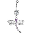 Purple Gem Dragonfly Dangle Belly Ring