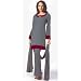 Maroon Color Block Trim Set With Long Stole (Petite, Tall & Misses Sizes XS-3X)