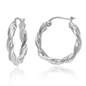 Sterling Silver Tarnish-Free 3mm x 25mm Twist Hoop Earring