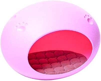 DAODANGUI Small Dog Kennel Cat Litter Nest Egg-Shaped Plastic Dog House Pet Supplies with 2 Mats Pink Medium 23.22"x16.14"x16.92"