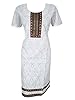 Women Kurta Tunics Neck Embroidered Long Kurti Dress Caftan Top Size L