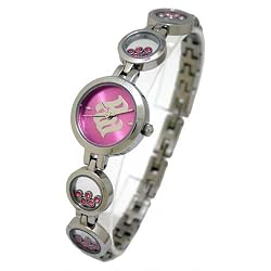 ROCAWEAR Women's Silver-tone Pink Circular Motion Watch With Crystals. Model: RL244852