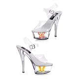 6 Inch Ankle Strap Platform Sandal With Neon Butterfly by 