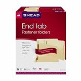 Smead End Tab Fastener File Folders, Letter Size, Straight Cut, Reinforced Tab, Two Fasteners in Positions #1 and #3, Manila, 50 Per Box (34115)