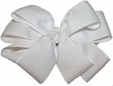 Hair Bow ~ Large GrosGrain Tied Hairbow ~ White