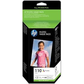 HP Original 110 Series Photo Value Pack (Colour Ink Cartridge and 140 sheets 10x15cm Photo Paper)