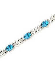14kt Yellow Gold Oval Blue Topaz and Diamond Bracelet