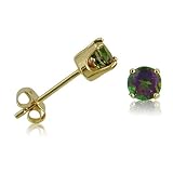 4MM Round Mystic Topaz Stud Earrings in 14K Yellow Gold
