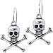 Antiqued Silver Tone Skull and Crossbone Earrings