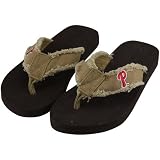 MLB Philadelphia Phillies Unisex Frayed Flip Flops - Brown (Large)
