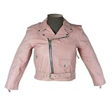 Kids Leather Jackets - Girls Kids Basic Leather Motorcycle Jacket KJ742 Pink