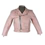 Kids Leather Jackets - Girls Kids Basic Leather Motorcycle Jacket KJ742 Pink