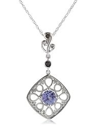 10k White Gold Tanzanite, Black and White Diamond Fashion Pendant Necklace (.08 cttw, G-H Color, I2-I3 Clarity)