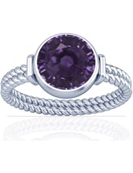 18K White Gold Round Cut Purple Sapphire Solitaire Ring