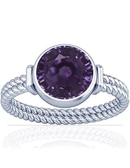 14K White Gold Round Cut Purple Sapphire Solitaire Ring