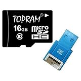 Topram 16GB Class 10 MicroSDHC Card 16G C10 Microsd SDHC with SD Adapter an ....