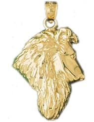 Dazzlers Solid 14k Gold Collie Dog Head Charm Pendant Available in three colors from jewelsberry (weights: 4.1 grams only)