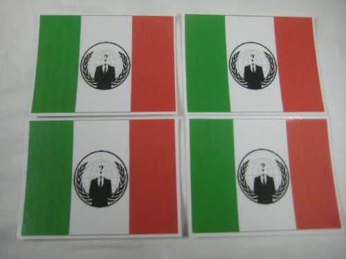 Huge save onmasks guy fawkes 4 x Anonymous Italian flag ITALY decals stickers 2 Guy Fawkes V mask