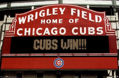 Professionally Framed Chicago Cubs (Cubs Win!!!) Sports Poster Print - 22x34 with RichAndFramous Black Wood Frame