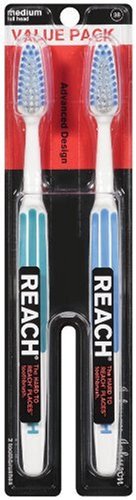 Reach Full Head Toothbrush, Medium, Assorted Colors, 2-Count Packages (Pack of 6)