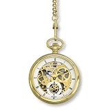 Avalon 17 Jewel Mechanical(Wind-Up) Skeleton Pocket Watch with Chain # 8619G by Avalon