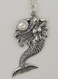 Sterling Silver Mermaid Pendant with Pearl, Other stones available [Jewelry]