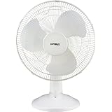 Optimus F-1630 16 inch Oscillating 3-Speed Table Fan, White