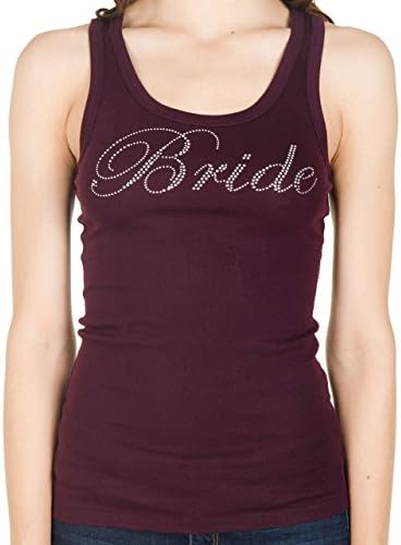 Bride Rhinestone Longer Length Tank (X-Large, Plum)