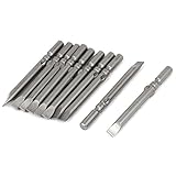 uxcell マイナスドライバービット フラット/スロット 磁気 グレー 5mm スロットヘッドドライバービット10個入り