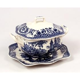 Blue Toile Castle Scene Individual Casserole with Liner Tray by ChinaFind
