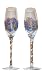 ArtisanStreet's Tall Light Blue Champagne Glasses - Set of 2. Flutes Feature Light Blue with a Swirl of Gold in the Stem. Hand Painted, One of a Kind, Signed by Artisan.