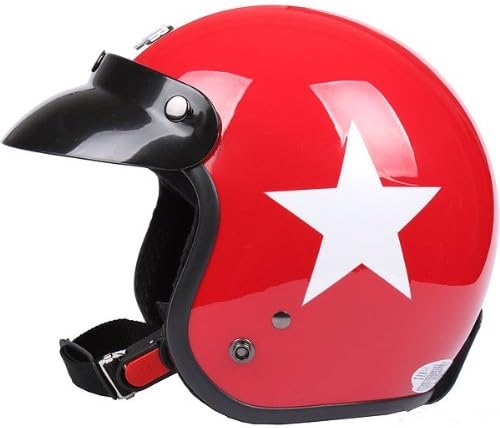 Motorcycle Helmet,Travellor Helmet with Goggles Retro Vintage Evo Helmet Sports Street Bike Cruiser Scooter Snowmobile Helmet with Pilot Goggles(Red/White)