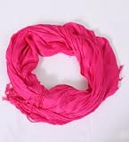Sheer Fuschia Fashion Scarf with Tassels