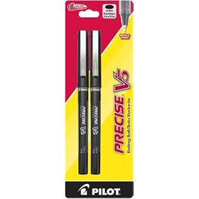 Pilot Precise V5 Rolling Ball Extra Fine Point Pen, 2-pack, Black (25001)