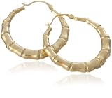 9ct Yellow Gold AMC102016 Ladies Bamboo Creole Earrings