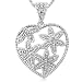 Sterling Silver 0.01 Carat Diamond Filigree Style Heart Pendant w/ 18 Chain