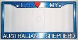 Blue Glitter I Love My Australian Shepherd Frame