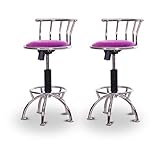 2 24"-29" Glitter Purple Seat Chrome Adjustable Specialty / Custom Barstool ....