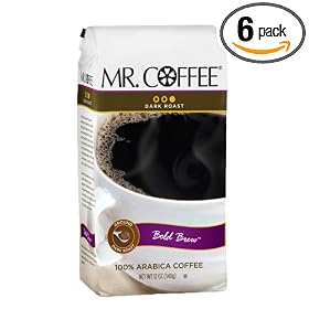 Mr. Coffee Bold Brew, Ground Coffee, 12-Ounce Bags (Pack of 6)