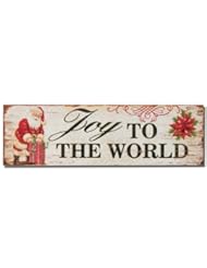 Home: Adeco [SP0275] Christmas Holiday Wooden Wall Plaque Saying "Joy to the World" Home Decor - Adeco