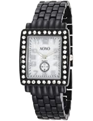 XOXO Womens XO5215 Rhinestone Accent Black Enamel Bracelet Watch