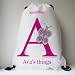 Little Folk Personalised Drawstring Swimming Bags for Girls & Boys - Flutter the Little Butterfly from the Alphabet Range
