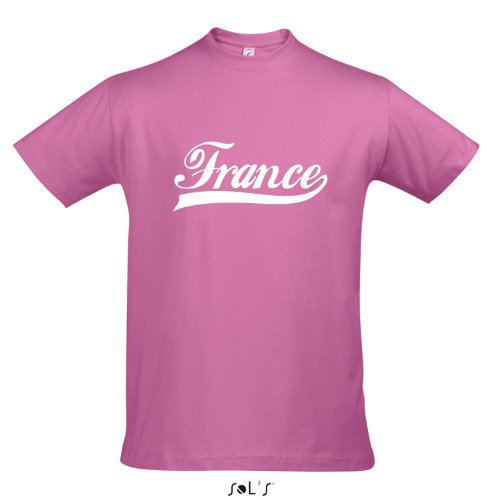 T-Shirt Frankreich Oldschool France LÄNDERSHIRT EM / WM FAN Trikot S-XXL , Orchid pink – weiß , M