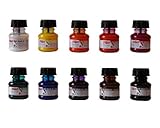 10x Zeichentusche Weiss, Gelb, Orange, Pink, Rot, Lila, Blau, Gr�n, Braun und Schwarz - von KOH-I-NOOR