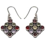 Handmade Earings Sterling Silver Multi Gemstone Jewelry 1.5 inches (erg104)